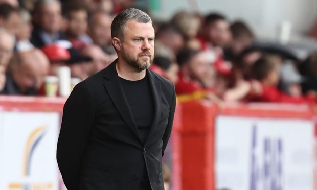 Aberdeen manager Jimmy Thelin during the Premier Sports Scottish League Cup match against Airdrieonians at Pittodrie. Image: Shutterstock