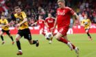 Jack MacKenzie (3) of Aberdeen during the Premier Sports Scottish League Cup match against Dumbarton. Image: Shutterstock