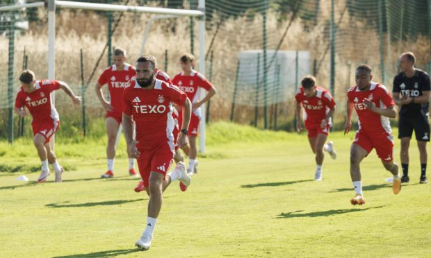 Graeme Shinnie leads the way during Aberdeen's pre-season camp in Portugal. Image: Ross Johnston/Newsline Media.