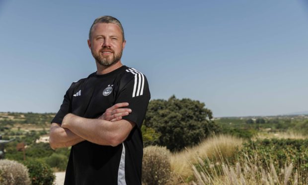 Aberdeen Manager Jimmy Thelin at the training camp in Portugal. Photo by Ross Johnston/Newsline Media