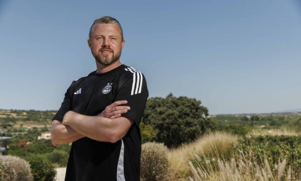 Aberdeen manager Jimmy Thelin at the training camp in Silves, Portugal,  Image: Ross Johnston/Newsline Media