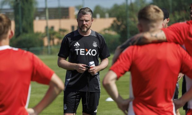 Aberdeen manager Jimmy Thelin at the club's pre-season camp in Portugal. Photo by Ross Johnston/Newsline Media