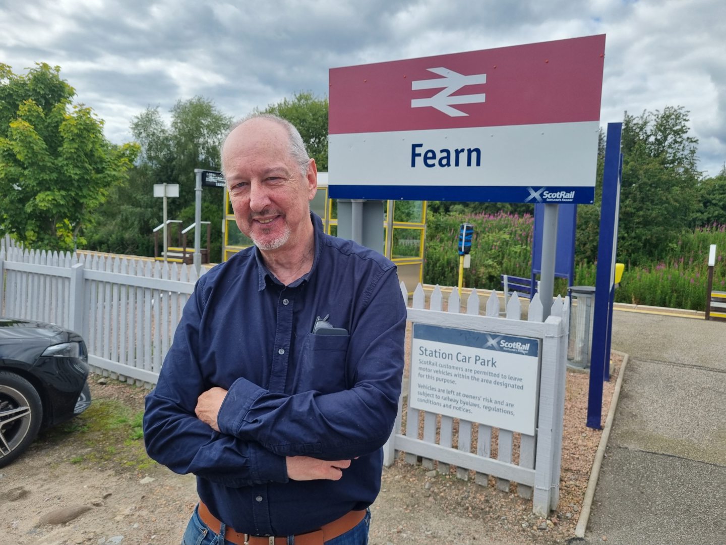 Mark Nolan, 69, at the entrance to Fearn Station, which he ran for a year in 1974 as a teenager.