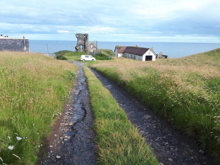 The path leading down to Old Slains. 