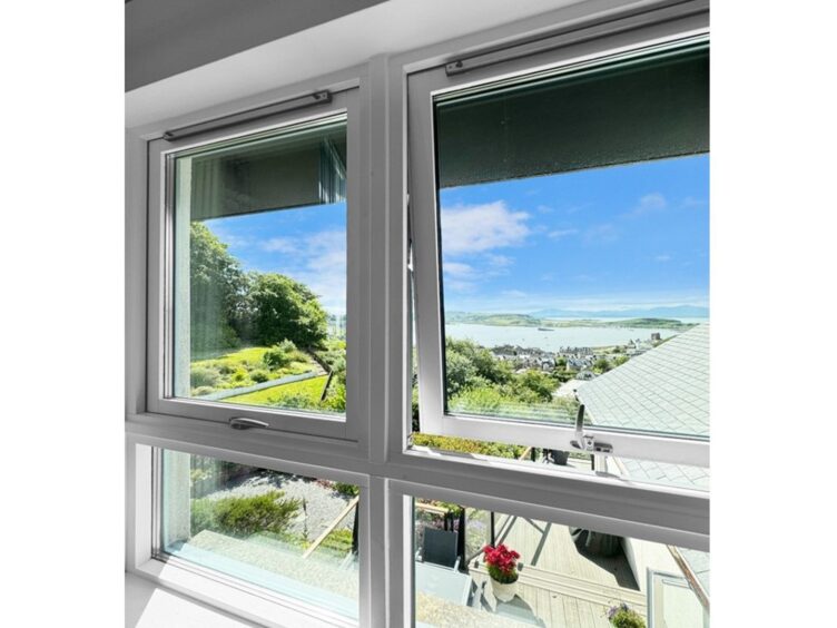 A view across Oban Bay from a bedroom window at the house for sale in Oban.