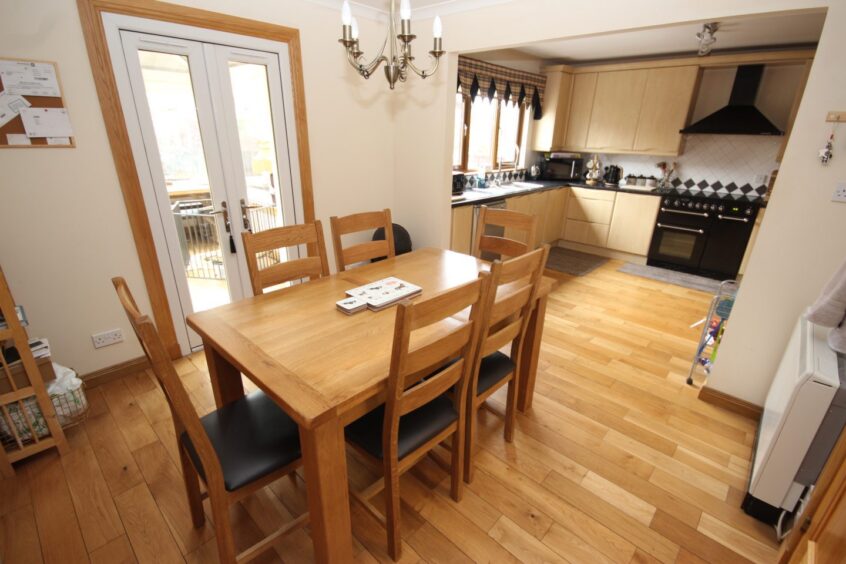 Kitchen and dining area at the Longside house for sale.