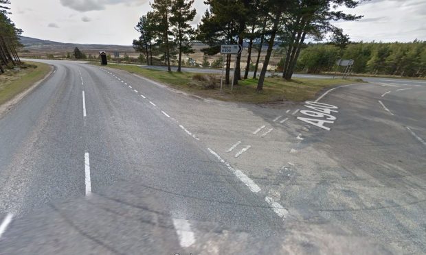 The junction of the A939 with the A940 near Grantown-on-Spey.