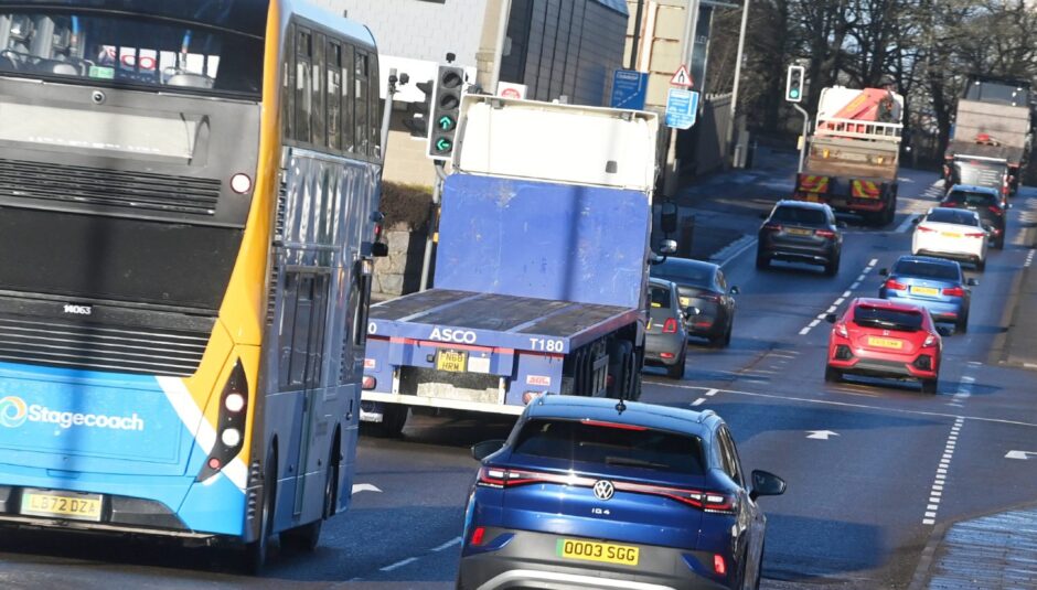 Traffic on Wellington Road.