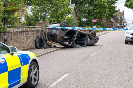 Car in Archiestown flipped on its roof.