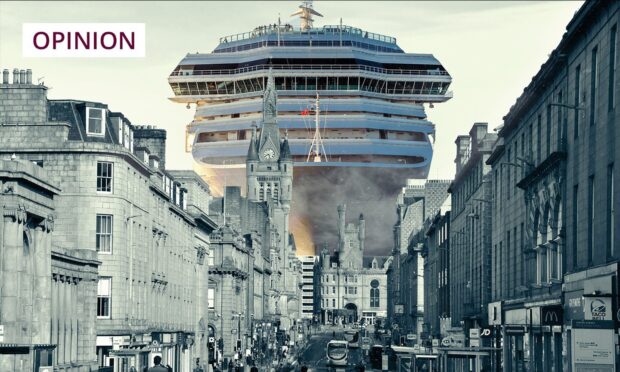 The Costa Favolosa as it would look towering over Union Street. Montage: Clarke Cooper/DC Thomson.