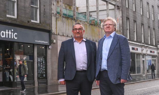 Council co-leaders Christian Allard and Ian Yuill: "We've listened" on the Aberdeen city centre bus gates. Image: Darrell Benns/DC Thomson