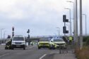 Police were pictured at the scene on the Charleston Flyover.
Image: Darrell Benns/DC Thomson