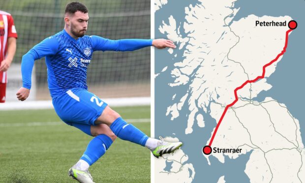 Peterhead's Dylan Forrest was playing for Stranraer last season. Image: Duncan Brown/DC Thomson.
