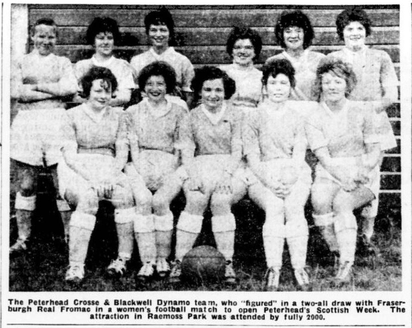 Peterhead women's football team the Dynamos who played at Peterhead Scottish Week in 1962