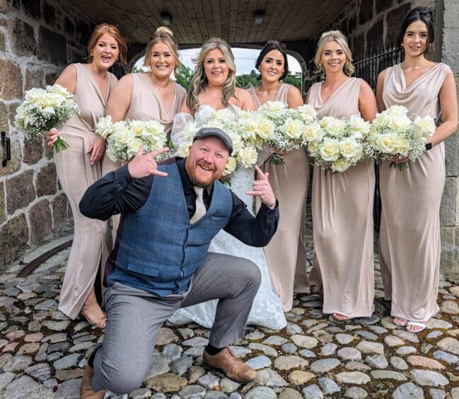 Halde Pottinger with a group of bridesmaids. 