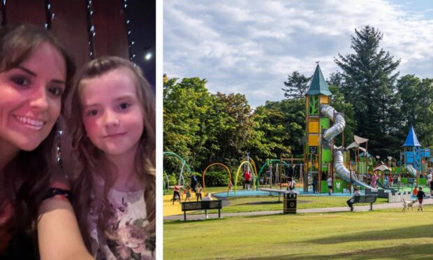 Cara Ellington and daughter, Chloe, and the playpark at Hazlehead