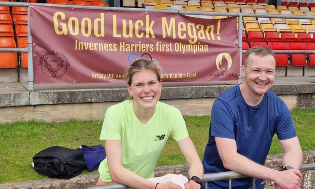 Megan Keith with coach Ross Cairns. Image: Charlie Forbes/Inverness Harriers.