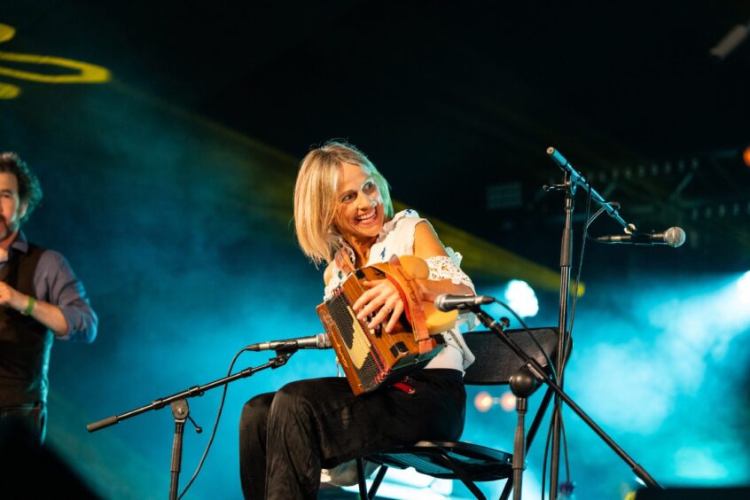 Sharon Shannon playing the accordion during Speyfest.