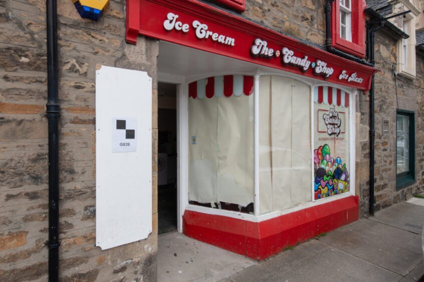 Exterior of the former sweet shop on South Street, Elgin.