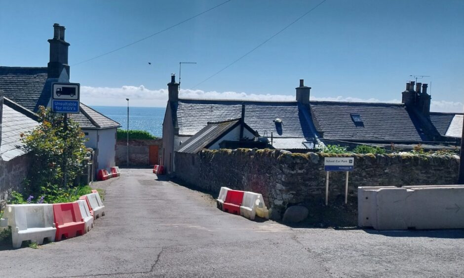 Temporary barriers were put in place on Seaview Terrace in Johnshaven to try and stop the traffic problem