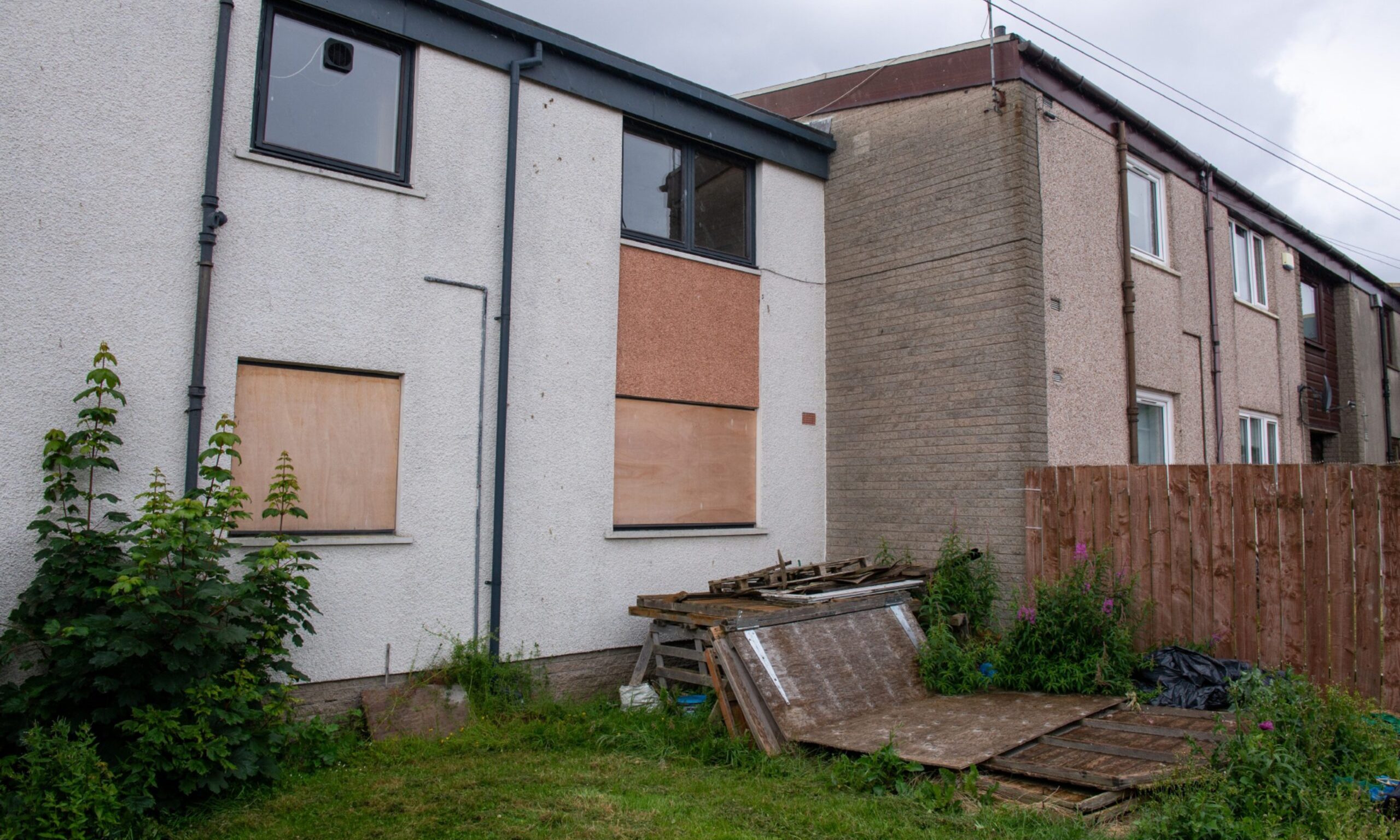 Home boarded up in Torry due to Raac.