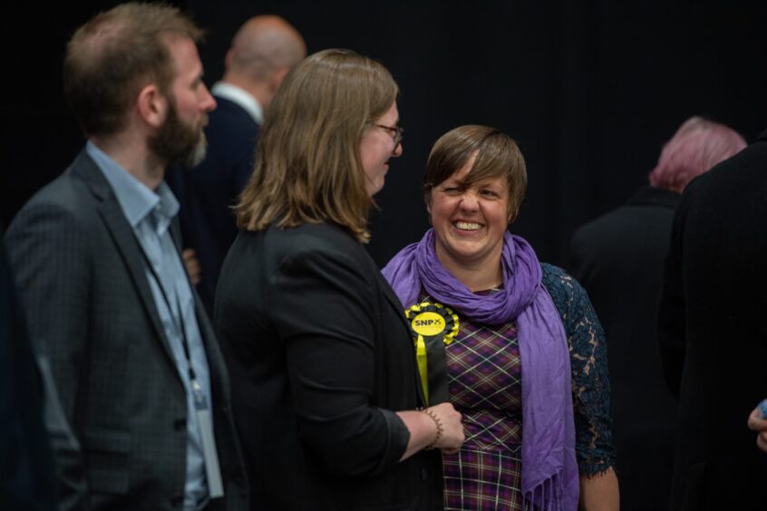 Aberdeen North MP Kirsty Blackman, right, with her election agent, Councillor Miranda Radley. Image: Kenny Elrick/DC Thomson