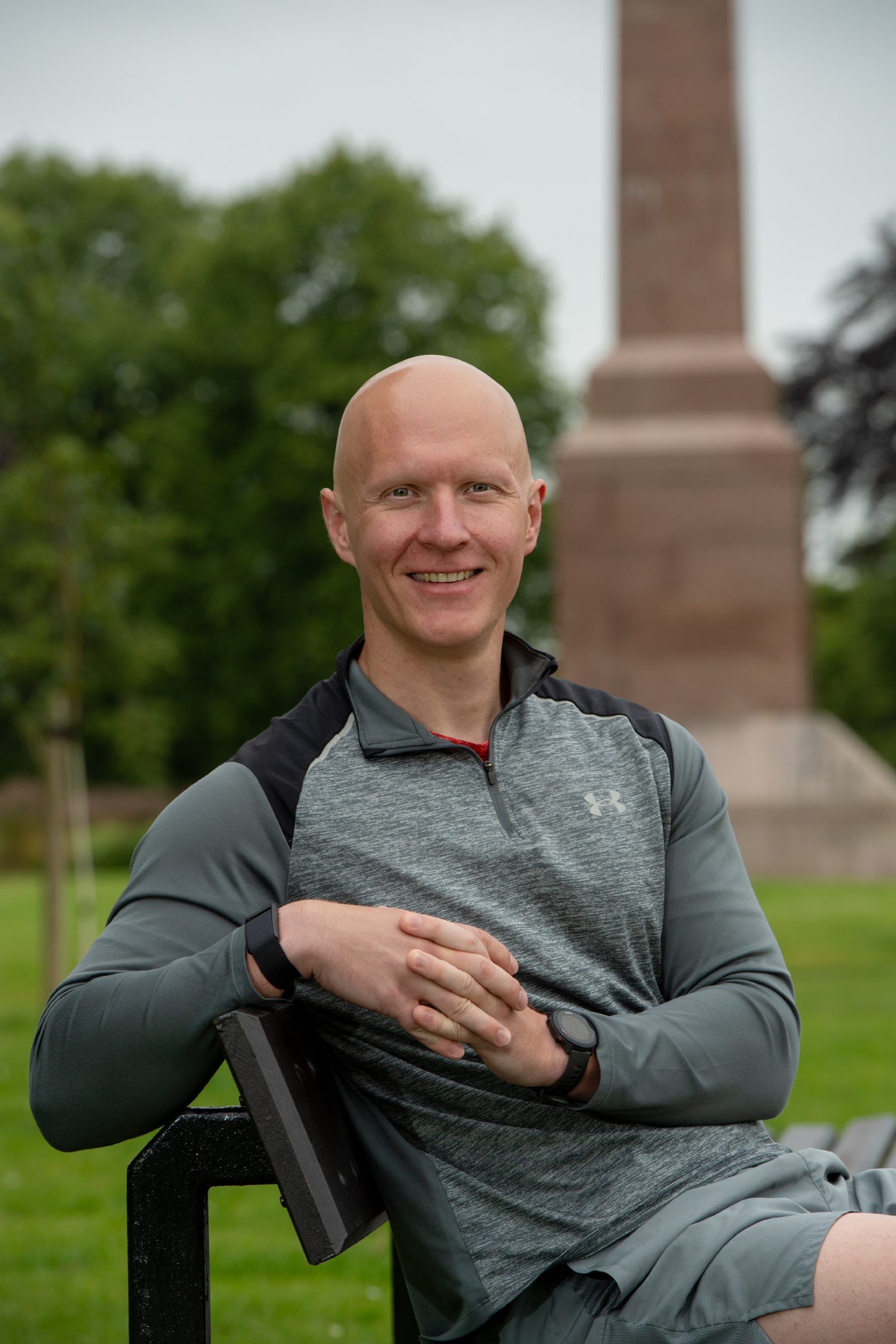 Inverurie's 'Alopecia Athlete' Bradley in Duthie Park.