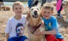 Jamie (7) and brother Nathan Joss (6) with Mabel during the Golden Retriever meet up. Image: Kenny Elrick/DC Thomson