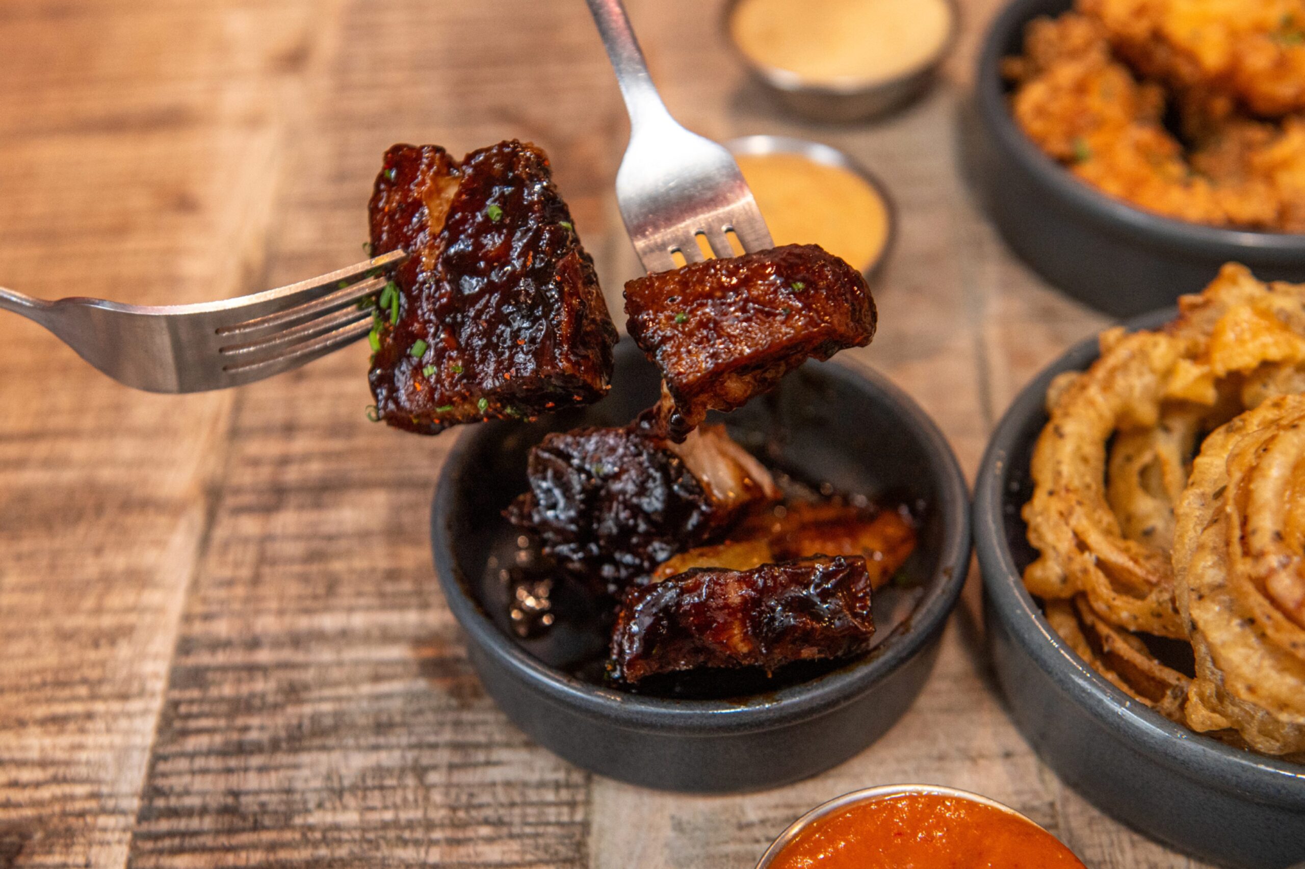 Close up of the pork belly bites