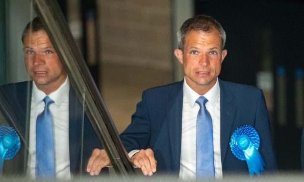 Andrew Bowie, West Aberdeenshire and Kincardine MP, arriving at the election count at The P&J. Image: Kami Thomson/DC Thomson