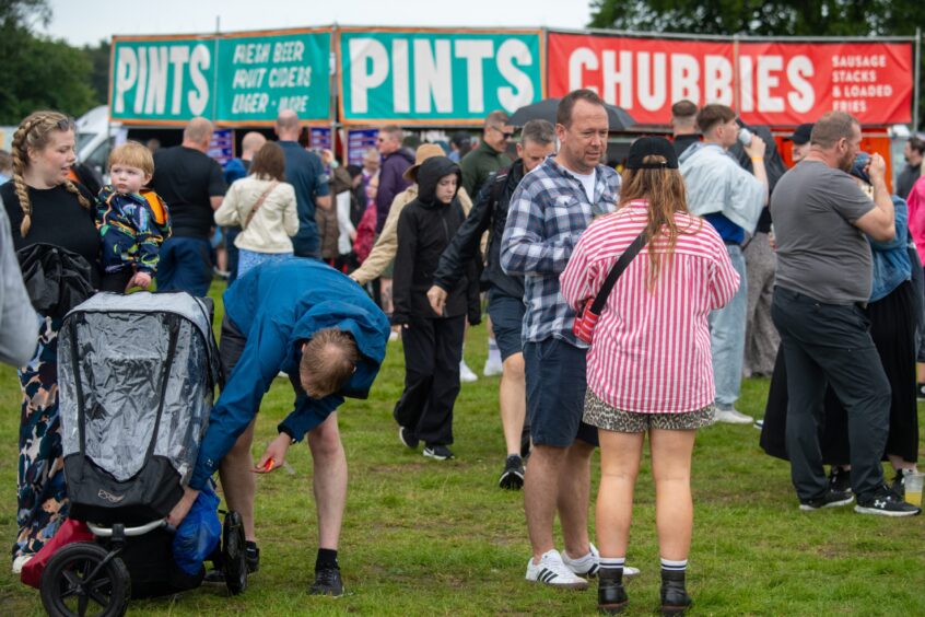 Signs for stalls at Sausage and Cider Festival