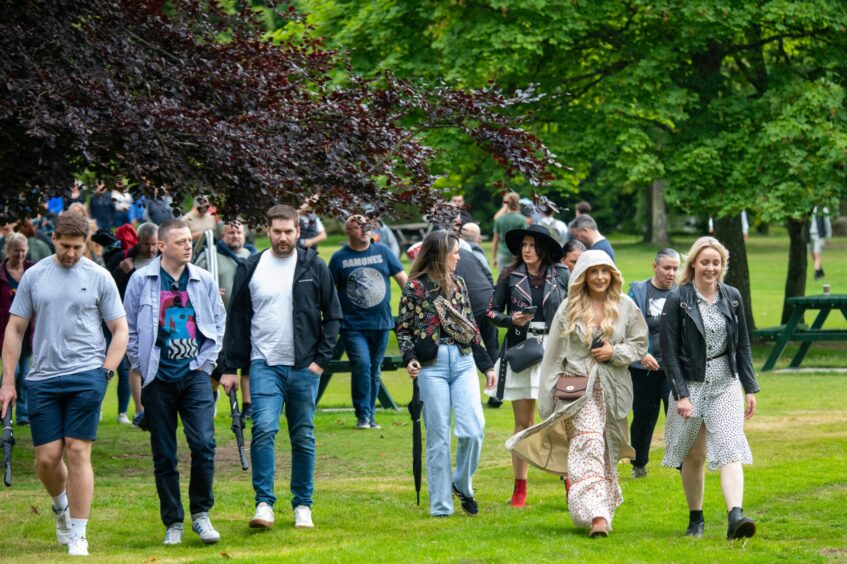 Festival-goers arriving at Hazlehead Park