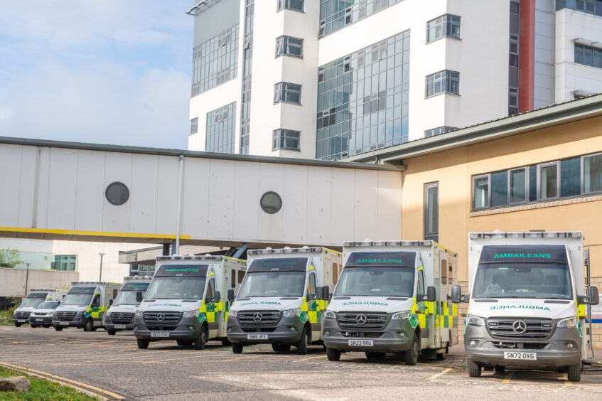 Ambulance queue outside ARI.