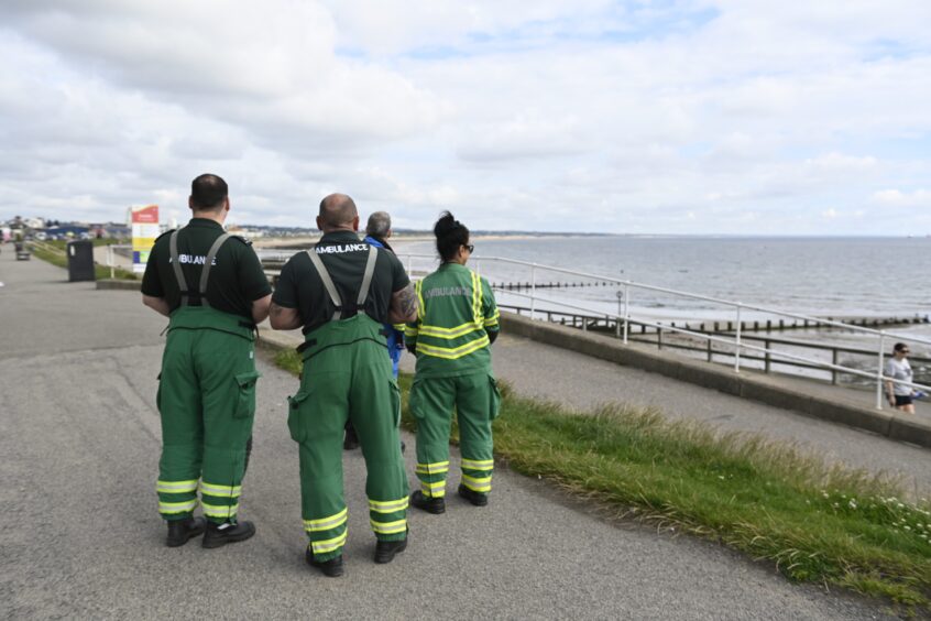 Ambulance teams were called to the scene at Aberdeen beach