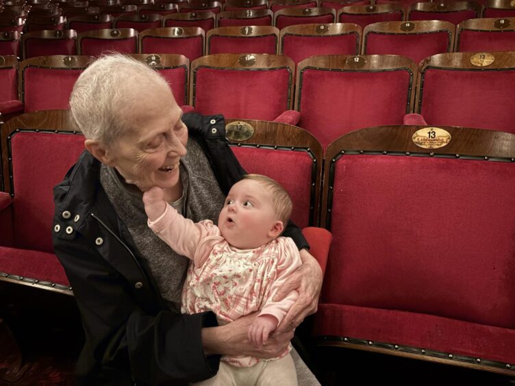 Liz with granddaughter Grace at His Majesty's Theatre.