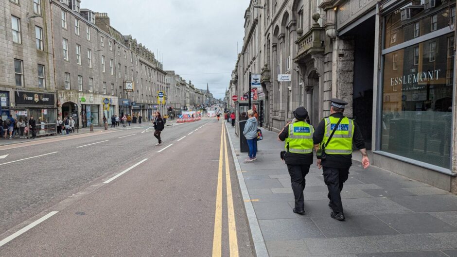 City wardens on patrol on Union Street in Aberdeen. Image: Alastair Gossip/DC Thomson