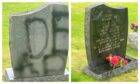 Seven gravestones were covered with graffiti at the Invergordon graveyard. Image: Allan Marwick