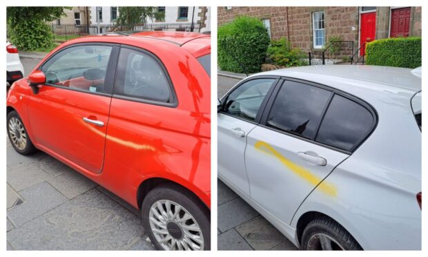 cars vandalised Huntly Street