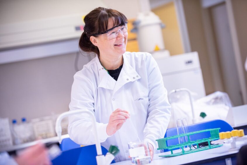 A student in a lab at Moray College.