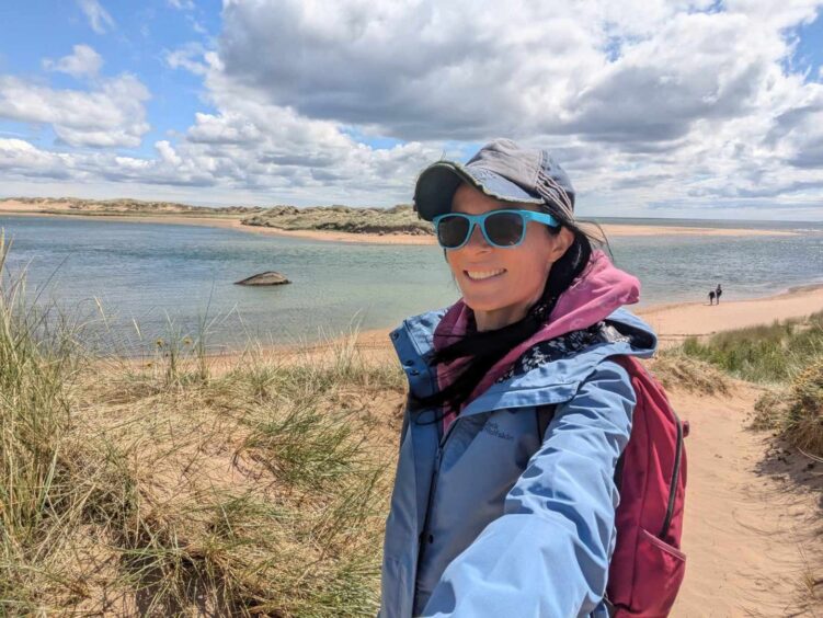 Gayle on the dunes above Newburgh beach. Image: Gayle Ritchie. 