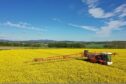 Scott Campbell spraying oilseed rape at Kirkton of Kinellar Farm in 2021.