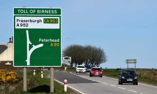 Sign at Toll of Birness junction