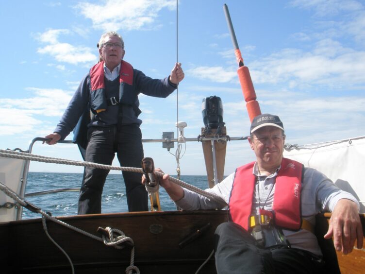 Frequent crew members, Jim McCune and Michael Magill, on Drommedaris Annual Scotland cruise.