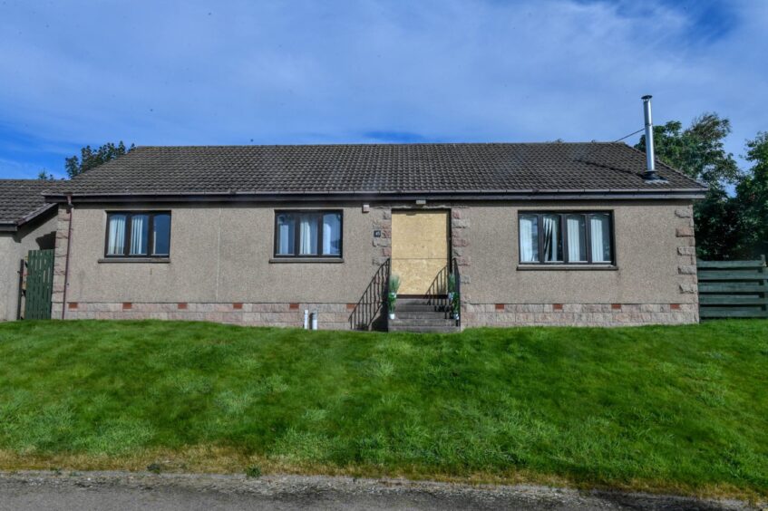 Exterior of house that contained cannabis farm on West Park Avenue, Inverbervie.