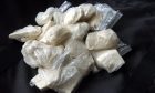 A quantity of Crack Cocaine with a street value of £103,000 seized by police on a recent drugs raid on a North East flat.
Picture by KEVIN EMSLIE