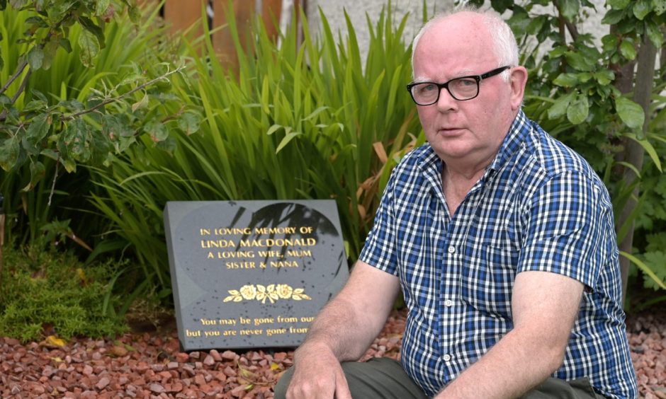 Murdo Macdonald of Inverness with his wife's headstone