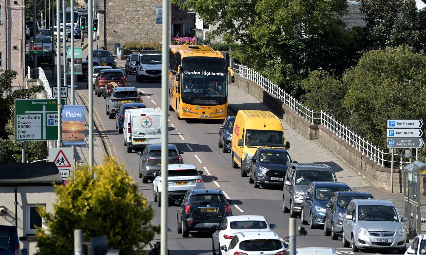 Traffic on A96 in Nairn.