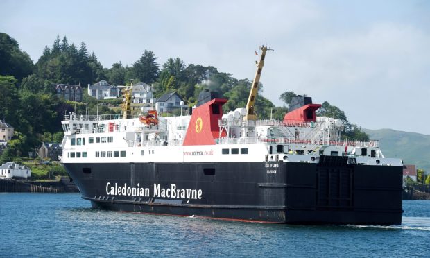 The Caledonian MacBrayne ferry 'Isle of Lewis' at the Oban Ferry terminal.