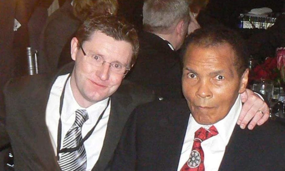 Paul McArdle with Muhammad Ali during one of his many visits to see his old friend. Image: Paul McArdle