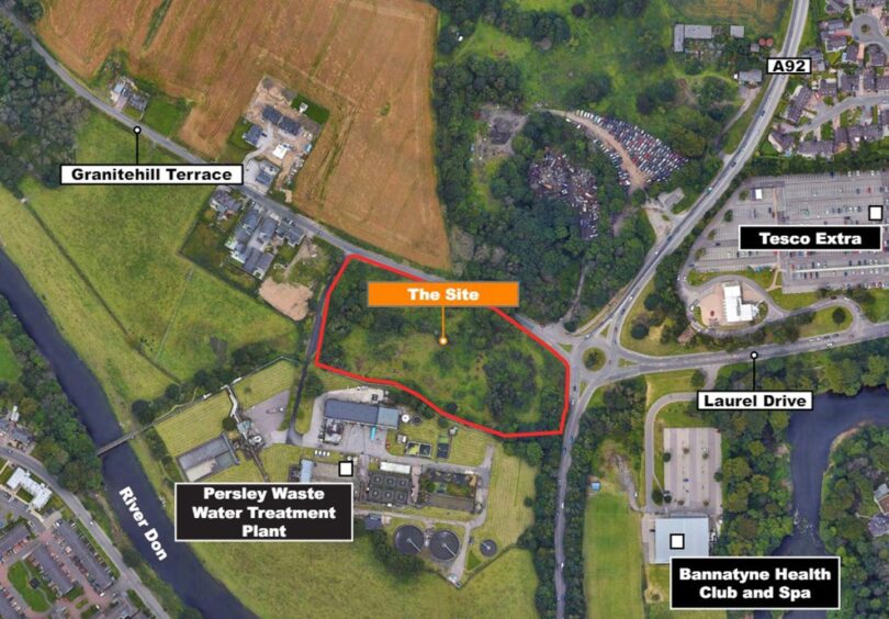 The location of the proposed 70MW battery storage facility at Danestone